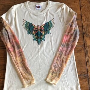 Harley-Davidson Beige Shirt with Black Winged Emblem